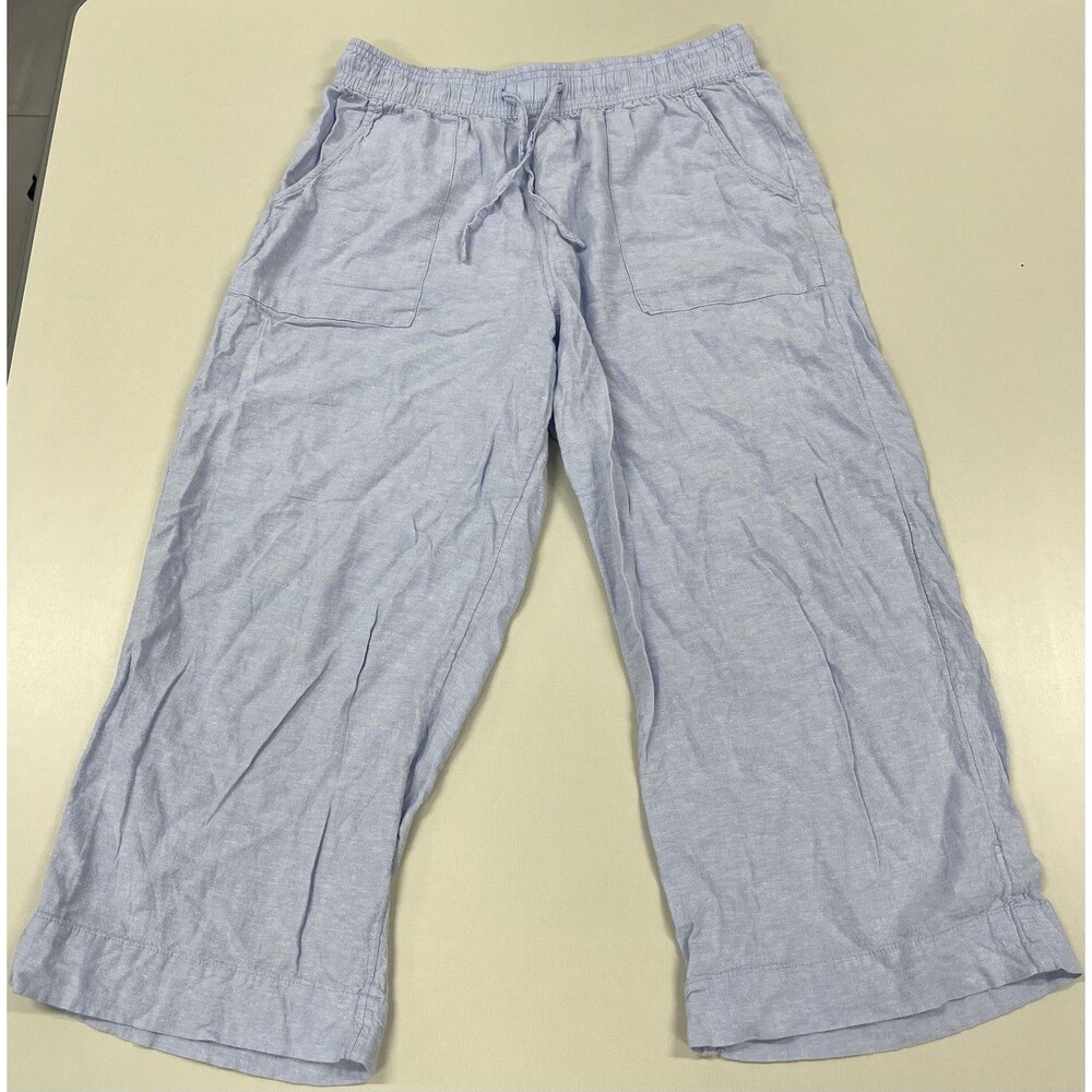 Women's Cynthia Rowley Light Blue Linen Blend Cropped Pants, Large